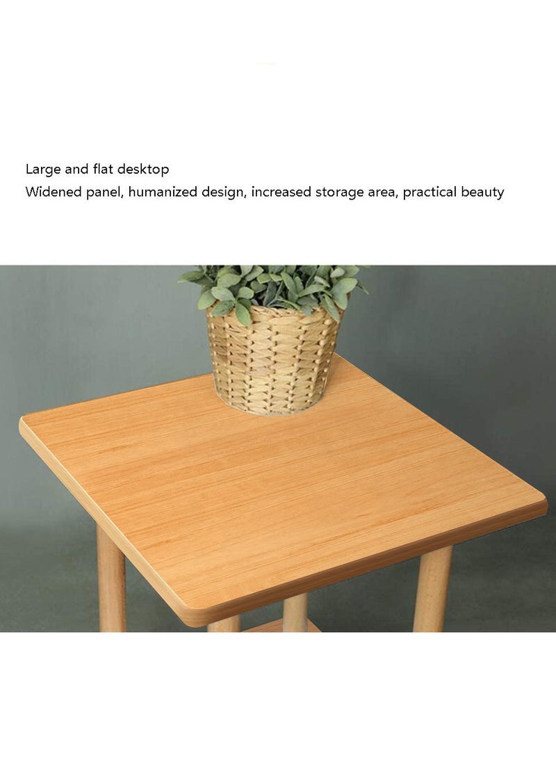 XiuWoo - 2-Tier Wooden Side Tall End Table, Nightstand Bedside Desk, Coffee Table, Home Storage Rack with Storage Rack for Living Room Bedroom Office - Image 1