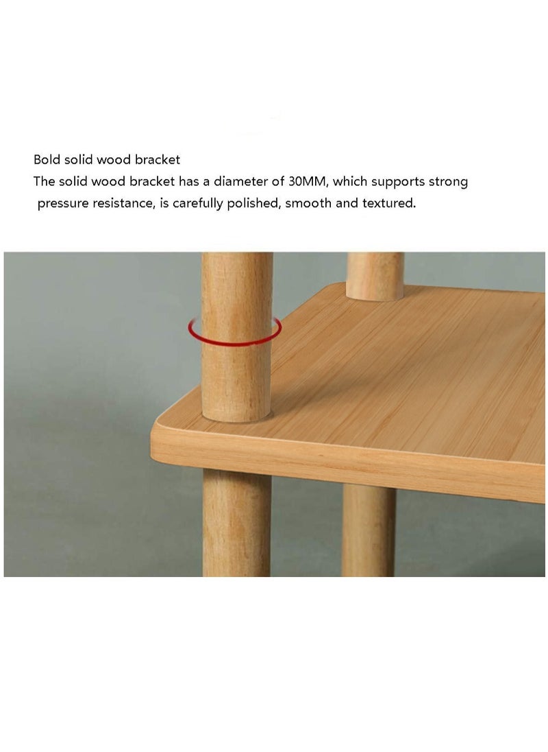 XiuWoo - 2-Tier Wooden Side Tall End Table, Nightstand Bedside Desk, Coffee Table, Home Storage Rack with Storage Rack for Living Room Bedroom Office - Image 1