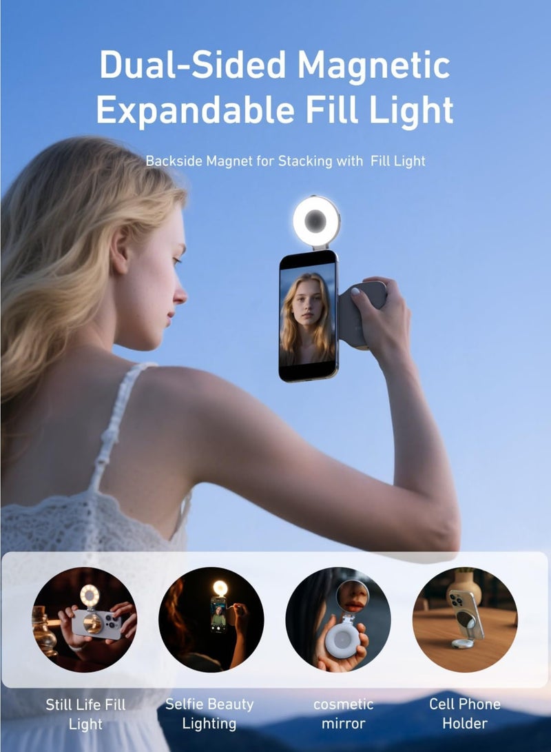 TELESIN Fun Shot Magnetic Phone Camera Grip + Magnetic Selfie Light (Silver) Bundle Kit Compatible with iPhone Magsafe & Android, Creator Kit for Selfies/Photography/TikTok/Zoom Calls/Video - Image 2