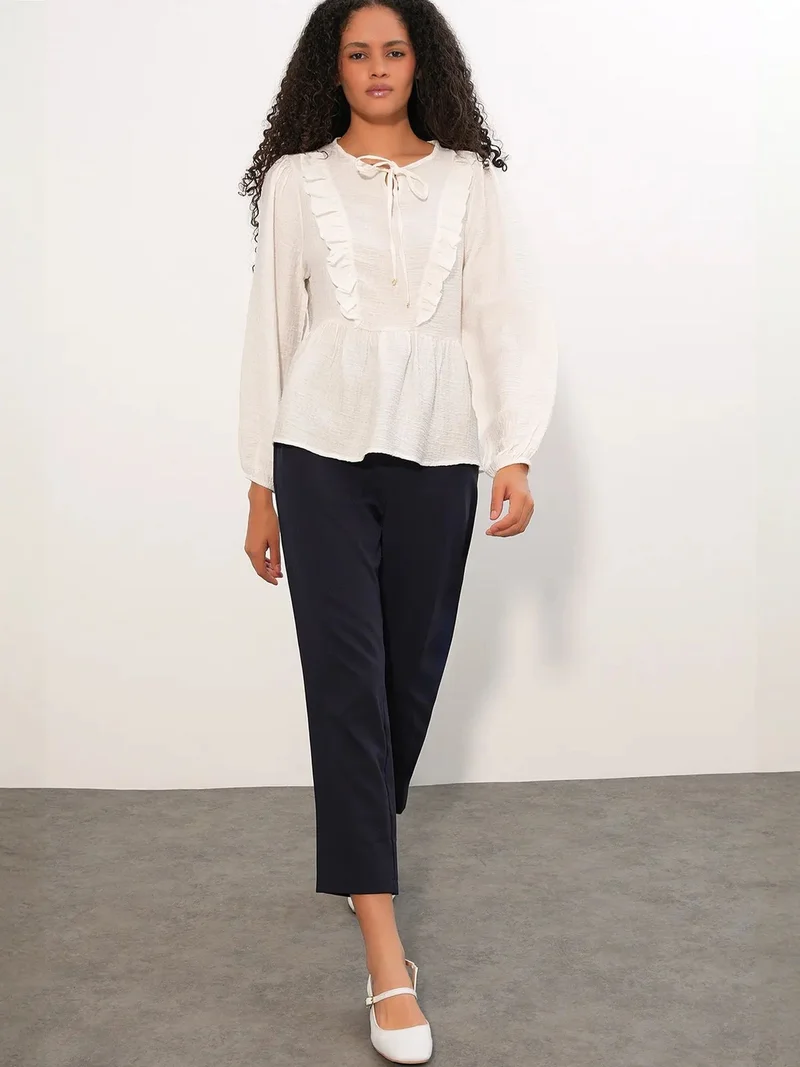 بيغ دارت BDART Frilly Woven Blouse With Tie Closure