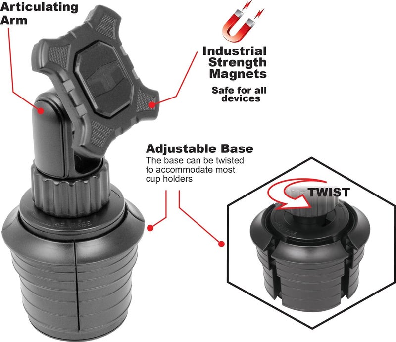 Custom Accessories Gulf standard sizing alternatives Tuff Tech 23384 Heavy Cup Mount Magnetic Phone Holder Individual & group usable - Image 2