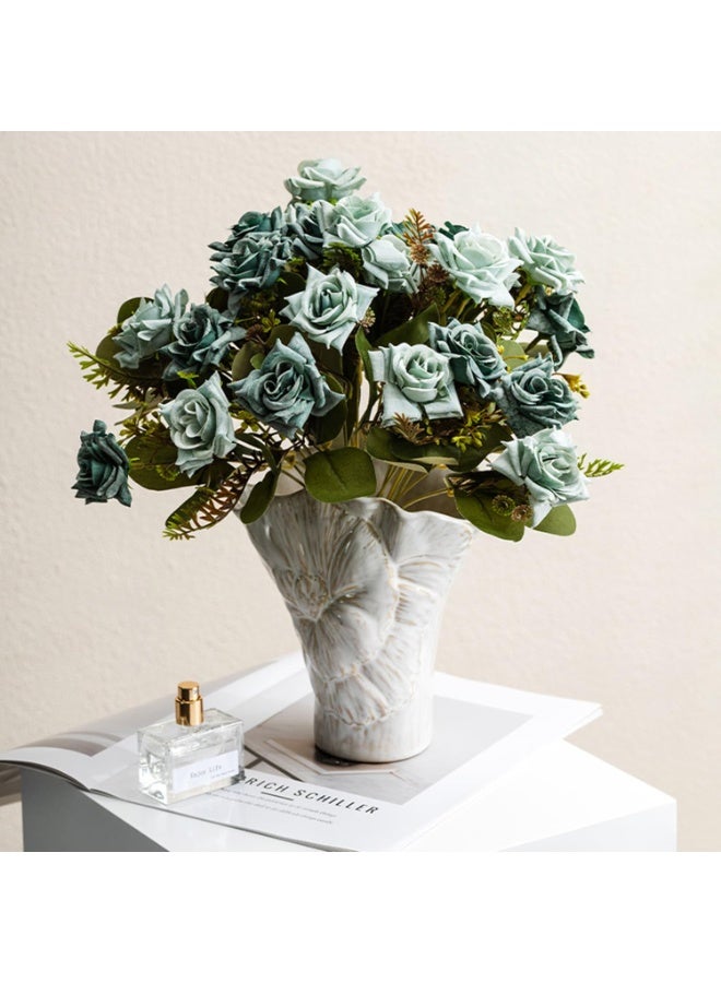 Nordic Modern White Ceramic Decorative Vase - Handcrafted Porcelain with Textured Wave Design for Home Decor - Image 4