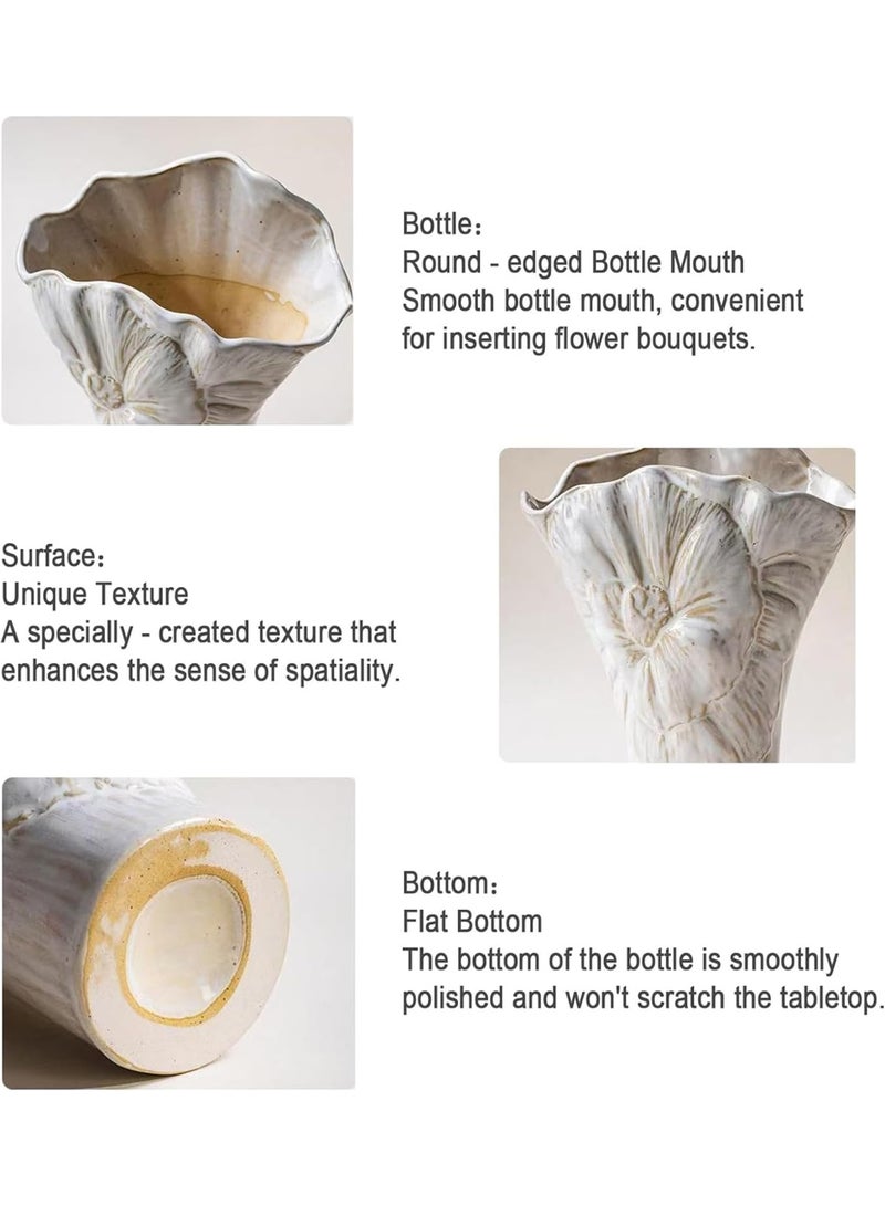 Nordic Modern White Ceramic Decorative Vase - Handcrafted Porcelain with Textured Wave Design for Home Decor - Image 5