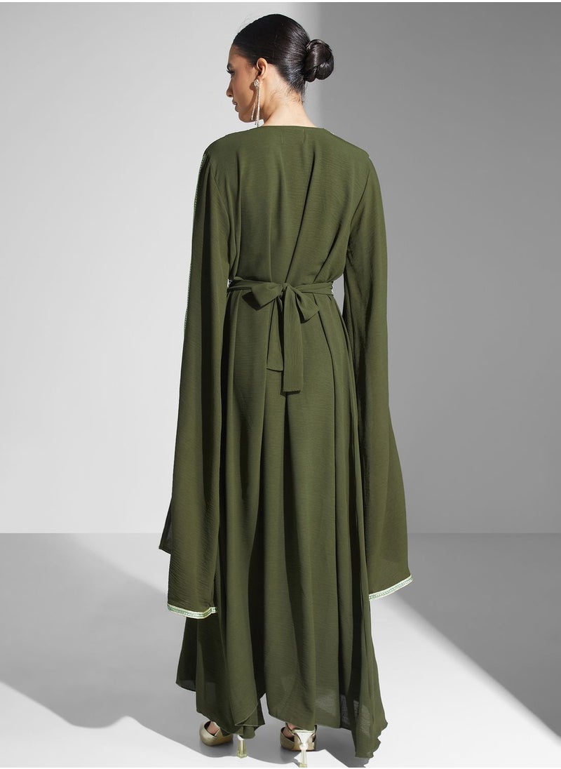 hayas closet - Lace Detail Belted Dress - Image 1