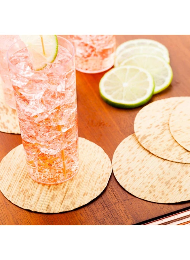 Restaurantware 3 Inch Bamboo Drink Coasters, 200 Disposable Wood Coasters - Sustainable, Secure Tabletop, Bamboo Table Coasters, For Wedding Banquets Or Catered Events - Image 3