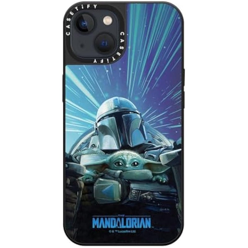 كاستيفي CASETiFY Mirror iPhone 13 Case 【Mandalorian Co-Lab / 4.9ft Drop Protection/Compatible with Magsafe】 - You Ready for an Adventure - Silver on Black - Image 4