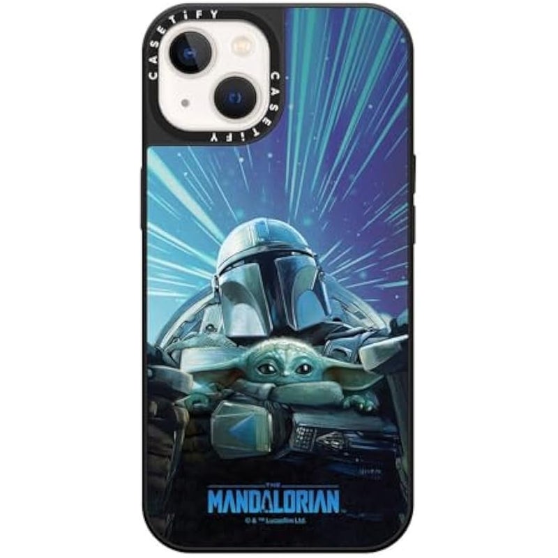 كاستيفي CASETiFY Mirror iPhone 13 Case 【Mandalorian Co-Lab / 4.9ft Drop Protection/Compatible with Magsafe】 - You Ready for an Adventure - Silver on Black - Image 2
