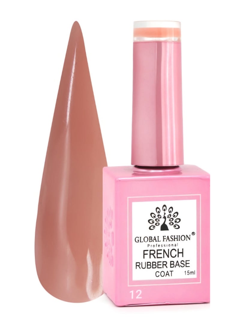 GLOBAL FASHION Professional - GLOBAL FASHION Professional French Rubber Base Coat 15ml: Long-Lasting, Durable, & Chip-Resistant Gel Nail Polish Base Coat for Manicure and Pedicure | (12) - Image 1