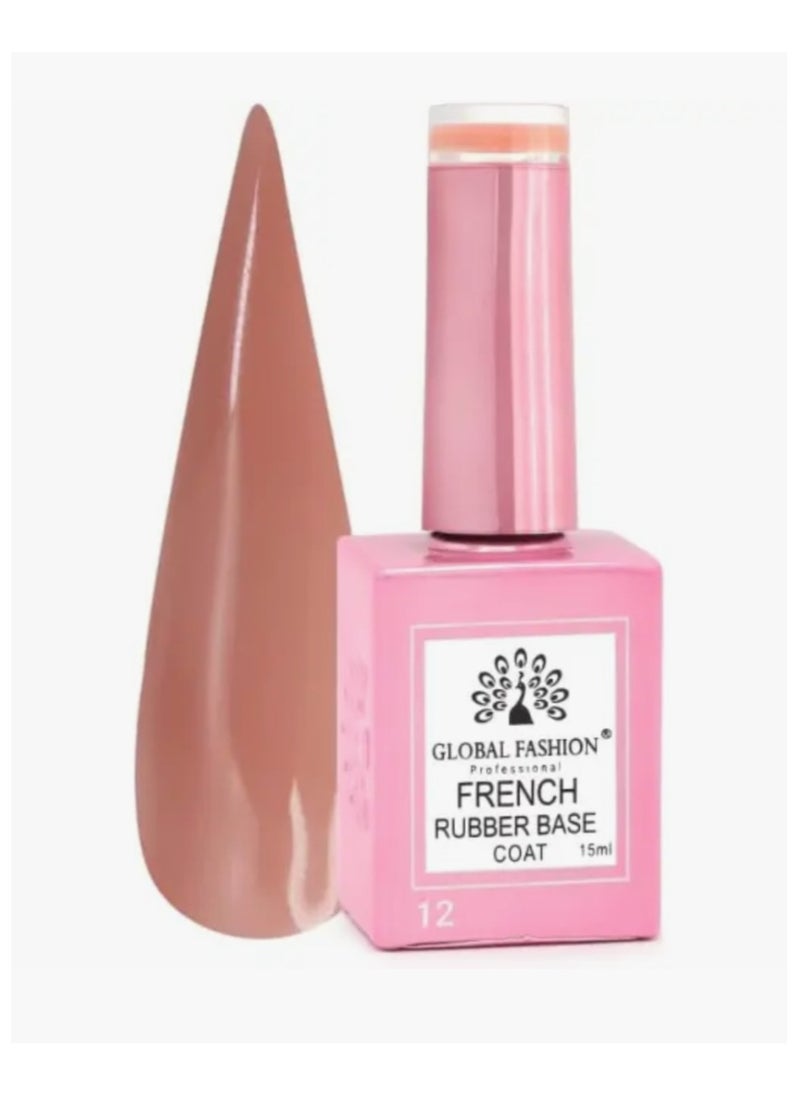 GLOBAL FASHION Professional - GLOBAL FASHION Professional French Rubber Base Coat 15ml: Long-Lasting, Durable, & Chip-Resistant Gel Nail Polish Base Coat for Manicure and Pedicure | (12) - Image 1