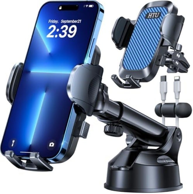HTU 2026 Ultimate Best【True Military-Grade & Safety Cert】Car Phone Holder HTU【Upgraded 360 Rotation & 100+LBS Strongest Suction】5-in-1 Truck Windshield Dashboard Vent Mount Stand for iPhone Android, Black - Image 1