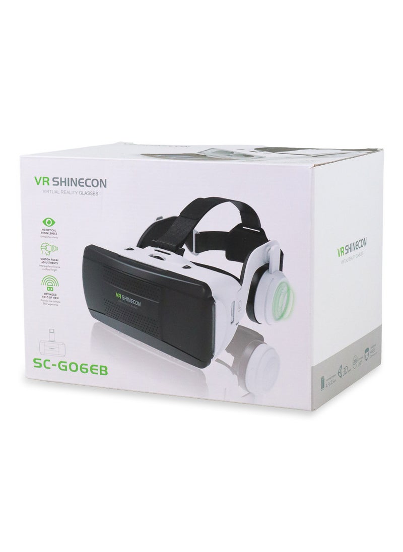 Shinecon G06EB Virtual Reality 3D Video Glasses Suitable for 4.7 inch - 6.1 inch Smartphone with HiFi Headset (White)  - Image 3