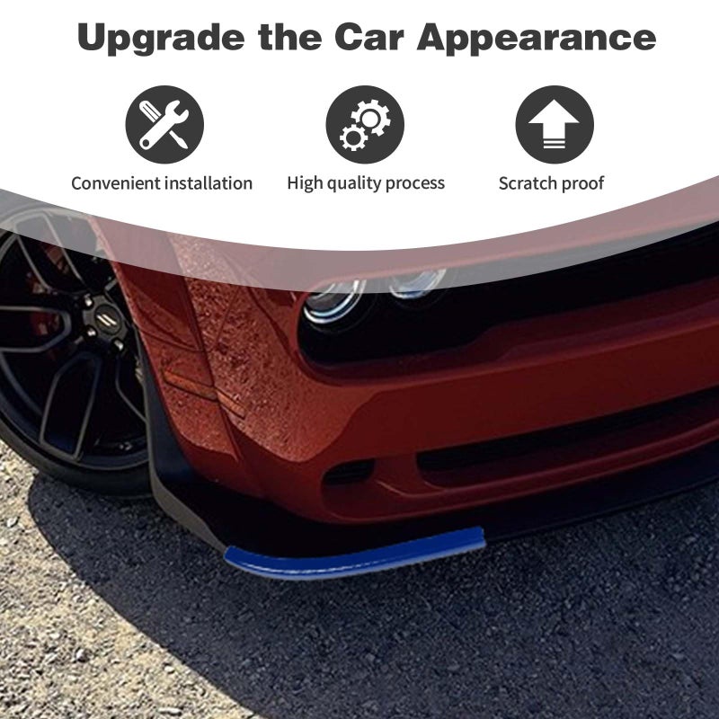 PDKLIN for Challenger Front Bumper Lip Splitter Protector Cover Trim for 2015-2023 Dodge Challenger GT RT SRT Blue Exterior Accessories 2pcs - Image 4