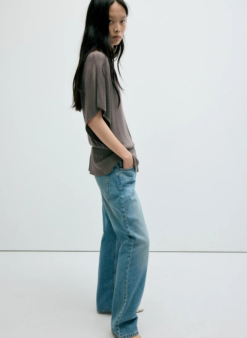 Mango 35-TOPO Ruched Fine-Knit Sweater for Women | Best Price UAE