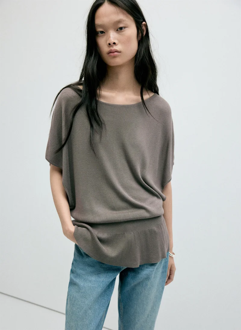 Ruched Fine-Knit Sweater