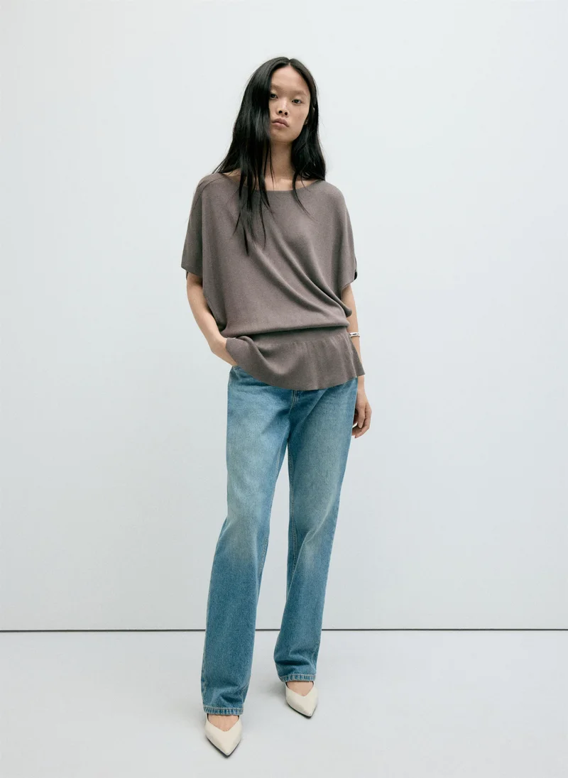 Mango 35-TOPO Ruched Fine-Knit Sweater for Women | Best Price UAE