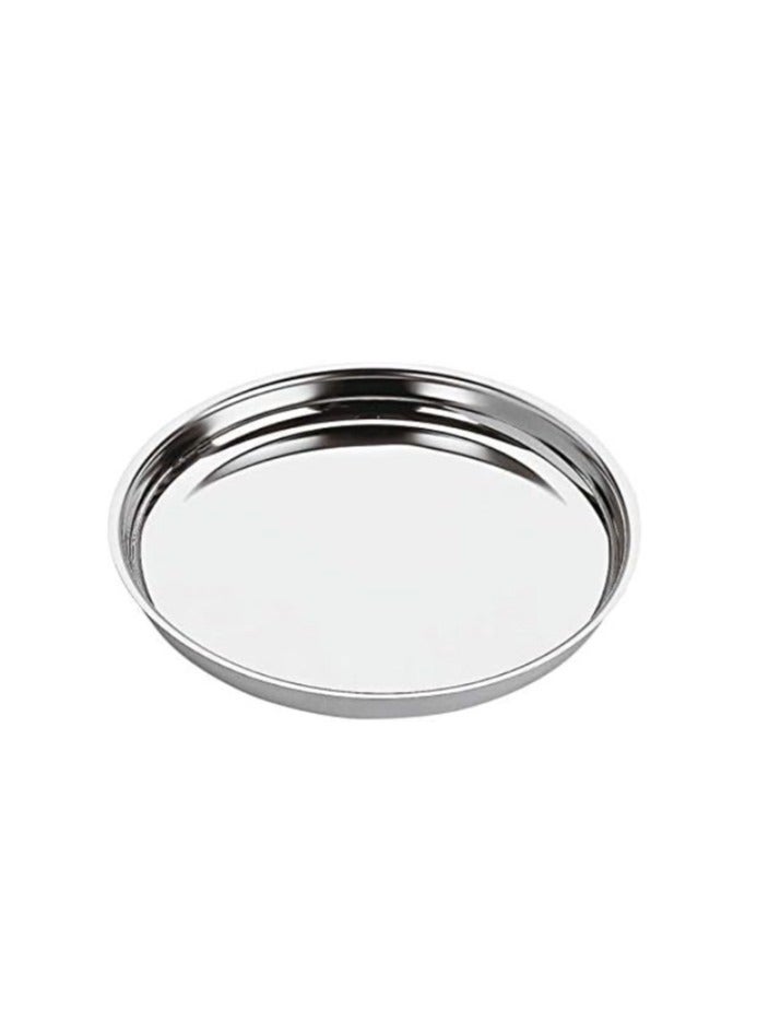 Ayda طبق عشاء من الفولاذ المقاوم للصدأ ثالي كومشا بحواف مطوية تشطيب مرآة 27 سم فضي - Image 1