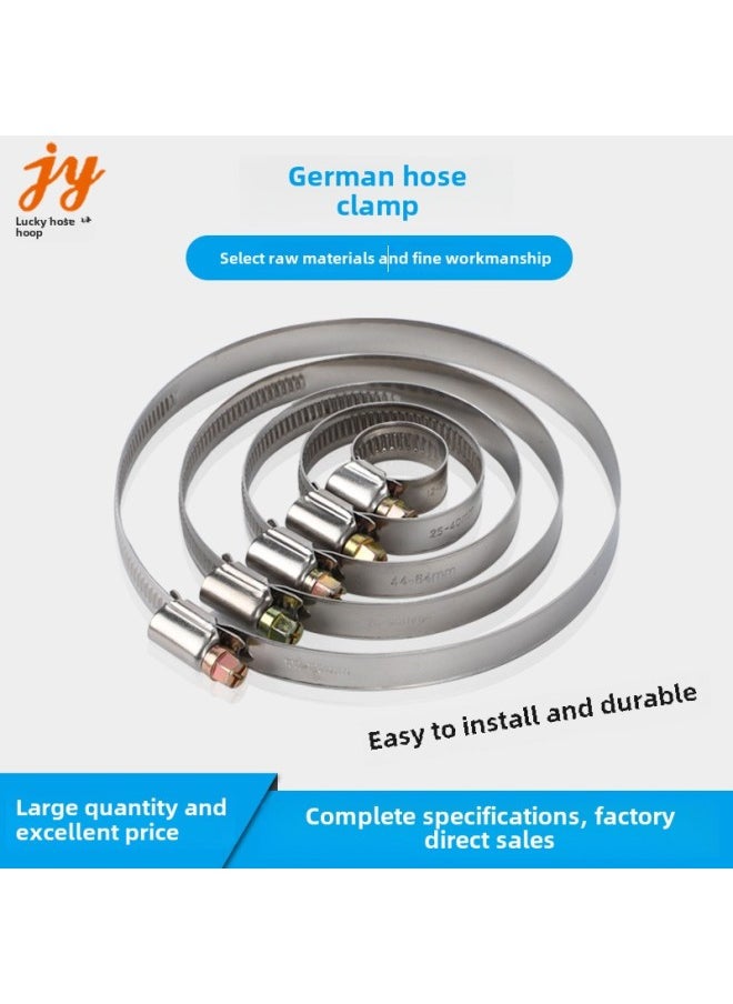 Generic - German Throat Clamp 201 304 Stainless Steel Iron Galvanized Bandwidth 9 12mm Clamp Pipe Clamp-Specifications And Models:12mm Wide 304 All Steel 110-130 - Image 1