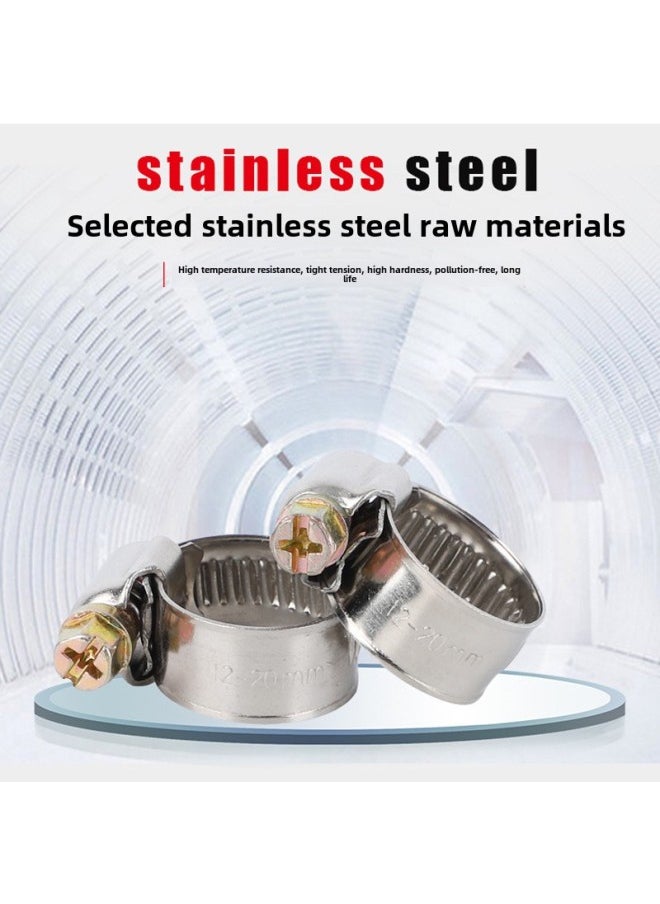 Generic - German Throat Clamp 201 304 Stainless Steel Iron Galvanized Bandwidth 9 12mm Clamp Pipe Clamp-Specifications And Models:12mm Wide 304 All Steel 110-130 - Image 1