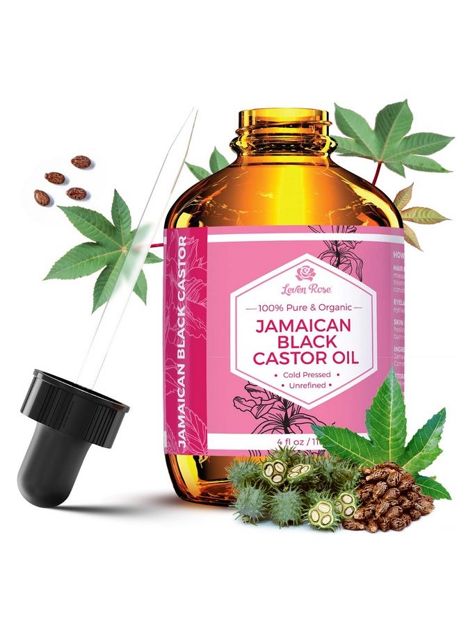 Leven Rose Leven Rose Jamaican Black Castor Seed Oil, Jamaican Black Castor Oil for Hair Growth, 100% Natural, Pure Organic Serum, Scalp Oil Treatment, Skin Soothing 4 oz  - Image 1