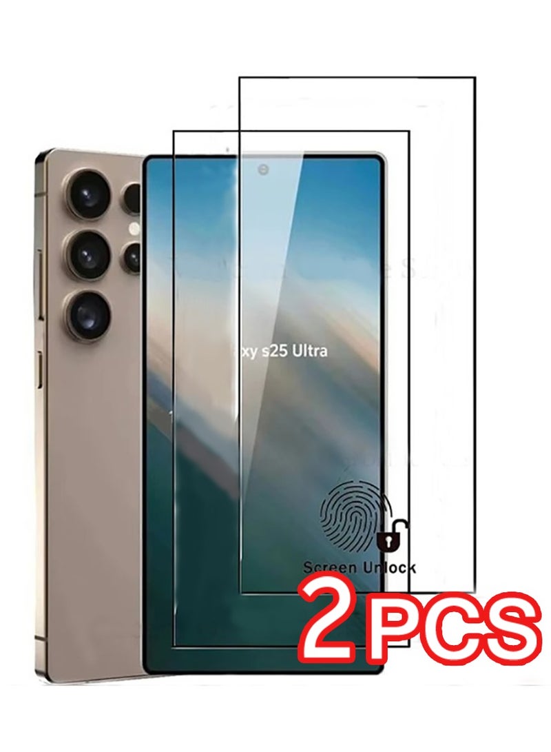 QIRG حماية شاشة لجهاز سامسونج جالكسي S25 ألترا، 2 عبوة من زجاج الحماية المقوى، زجاج مقوى منحني، مقاوم للخدوش عالي الوضوح - Image 1