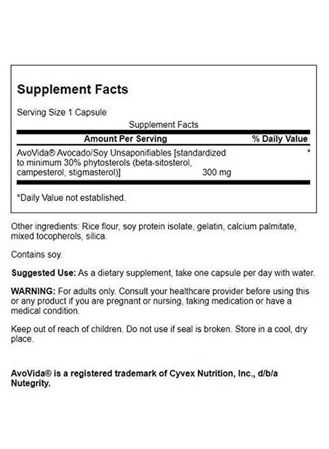سوانسون Swanson AvoVida - مكمل طبيعي يعزز صحة المفاصل وقدرتها على الحركة - مستخلصات الأفوكادو وفول الصويا غير القابلة للتصبن لدعم صحة الغضاريف والأنسجة - (60 كبسولة، 300 مجم لكل منها) عبوة من 4 قطع - Image 2