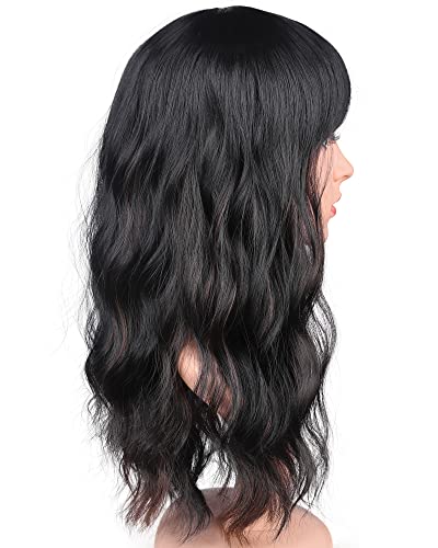 SYMEIW Short Brown Wavy Wigs With Bangs For Women Synthetic Heat Resistant Brown Wigs For Daily Use - Image 5