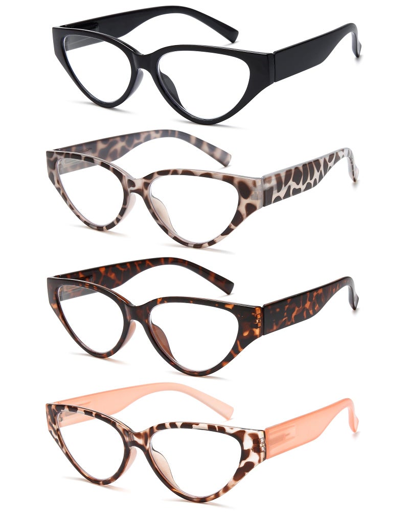 EYEURL 4-Pack Reading Glasses for Women-Cat Eye Blue Light Blocking Computer Glasses with Spring Hinge Anti-Glare Readers for Women 1.5 - Image 2