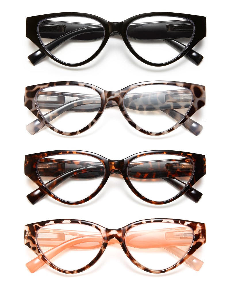 EYEURL 4-Pack Reading Glasses for Women-Cat Eye Blue Light Blocking Computer Glasses with Spring Hinge Anti-Glare Readers for Women 1.5 - Image 1