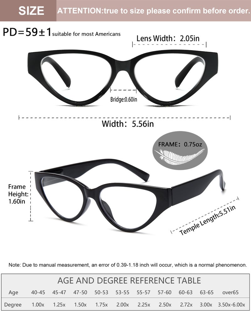 EYEURL 4-Pack Reading Glasses for Women-Cat Eye Blue Light Blocking Computer Glasses with Spring Hinge Anti-Glare Readers for Women 1.5 - Image 3