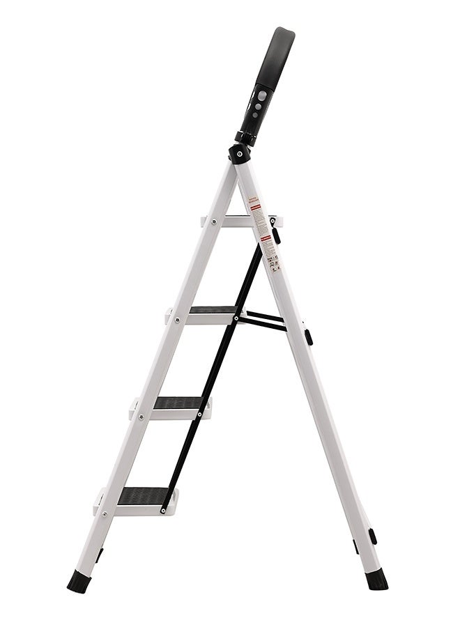 LAWAZIM Pro7 4-Step Folding Ladder With Tools Hanger - White - 120kg Load Capacity Step Stool with Convenient Handgrip, Tools Holder Rack, Anti-Slip Pedals - Multi-Use Ladder for Kitchen & Household - Image 2