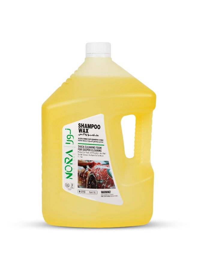 Nora Car Shampoo Wax 5L Yellow – Ultra Shine Car Wash Soap with Thick Foaming Formula, pH Balanced, Colour Safe, Boosts Wax Protection, Deep Cleaning for Exterior, Tyres, Plastic & Painted Surfaces N-273 - Image 1