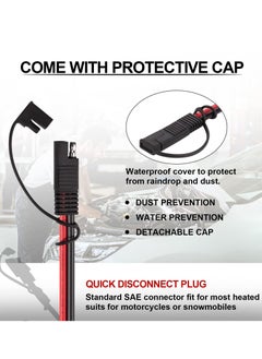KASTWAVE Extension Cable 10AWG SAE to SAE Quick Disconnect Wire Harness SAE Connector for Solar Panel Battery Tender Motorcycle Cars Tractor 10 Gauge (1Meter)  - Image 2