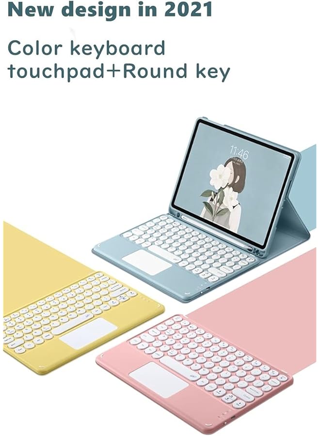 إيروريكس لوحة مفاتيح تعمل باللمس لجهاز Galaxy Tab S8+ مقاس 12.4 بوصة 2022 Tab S7 Fe Tab S7+ مقاس 12.4 بوصة حافظة لوحة مفاتيح مع لوحة لمس ولوحة مفاتيح دائرية ملونة لطيفة وغطاء لوحة مفاتيح قابل للفصل مع حامل قلم أخضر داكن - Image 2
