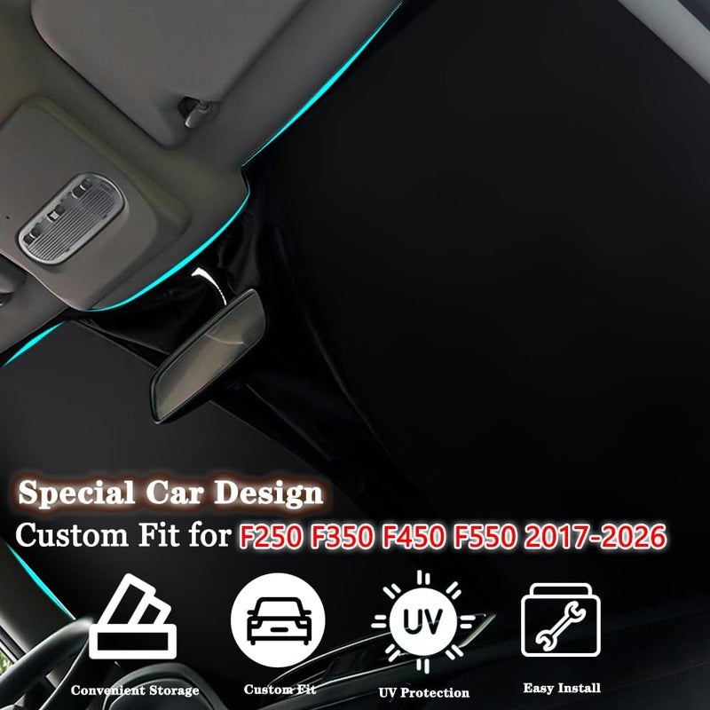 YOFAMO Car Front Windshield Sun Shade for Ford F-250 (2017-2022) - Foldable Sunshade Protector - Image 2