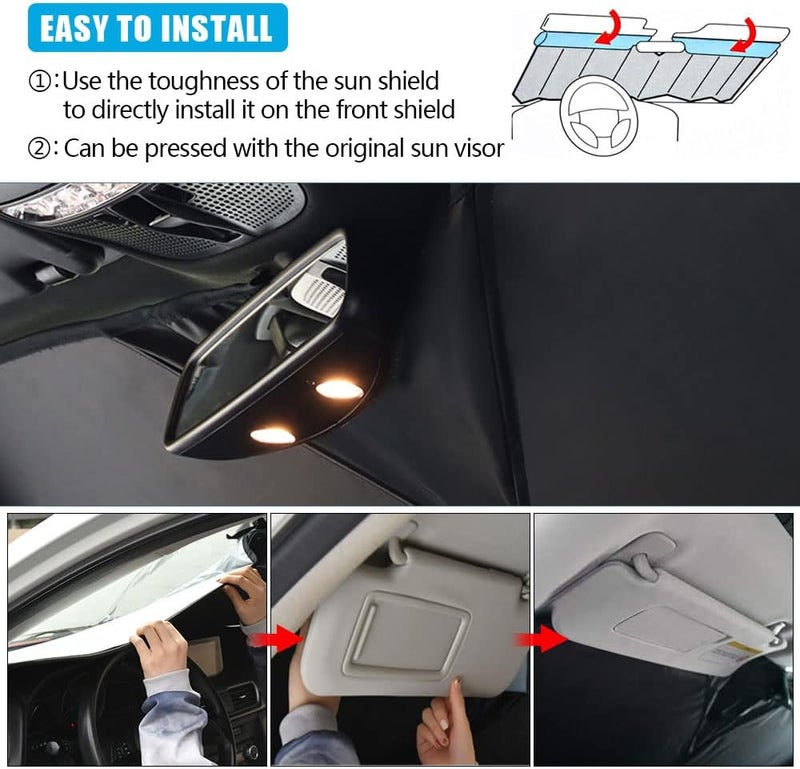 YOFAMO Car Front Windshield Sun Shade for Ford F-250 (2017-2022) - Foldable Sunshade Protector - Image 5