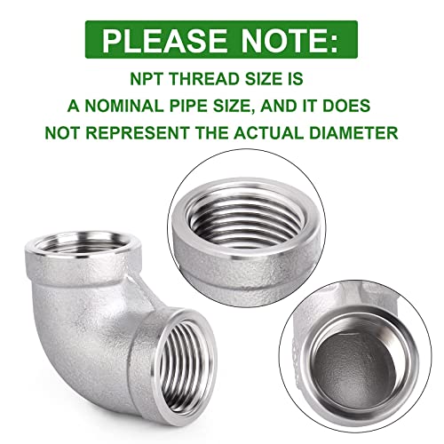 TAISHER 10PCS 304 Stainless Steel 90 Degree Elbow Fittings, 3/4 Inch NPT Female Pipe to 3/4 Inch NPT Female 304 Stainless Pipe Fitting - Image 3