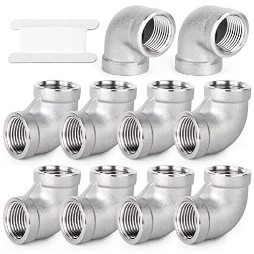 TAISHER 10PCS 304 Stainless Steel 90 Degree Elbow Fittings, 3/4 Inch NPT Female Pipe to 3/4 Inch NPT Female 304 Stainless Pipe Fitting - Image 1