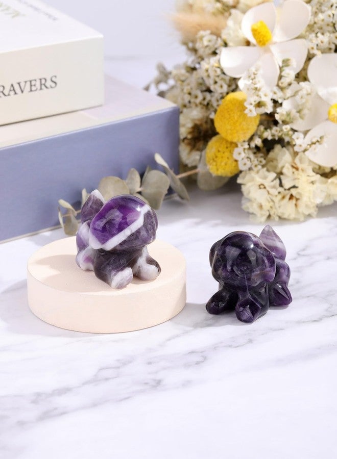 PESOENTH Purple Amethyst Crystal Dog Ornament Dog Lovers Gifts for Women Christmas Birthday,Cute Amethyst Stone Puppy Dogs Figurine Statue Home Room Decor,1.5" - Image 2