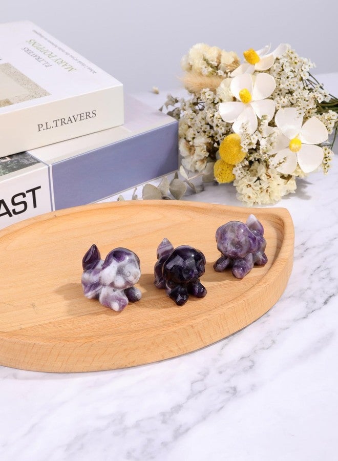 PESOENTH Purple Amethyst Crystal Dog Ornament Dog Lovers Gifts for Women Christmas Birthday,Cute Amethyst Stone Puppy Dogs Figurine Statue Home Room Decor,1.5" - Image 3