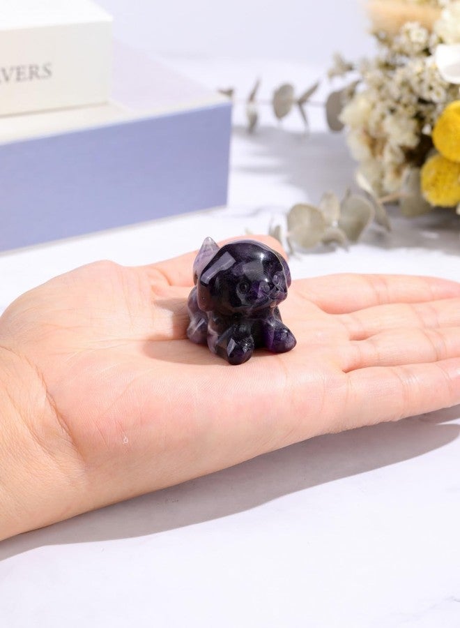 PESOENTH Purple Amethyst Crystal Dog Ornament Dog Lovers Gifts for Women Christmas Birthday,Cute Amethyst Stone Puppy Dogs Figurine Statue Home Room Decor,1.5" - Image 4