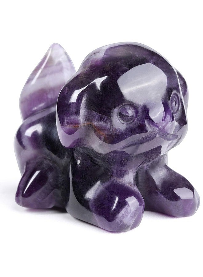 PESOENTH Purple Amethyst Crystal Dog Ornament Dog Lovers Gifts for Women Christmas Birthday,Cute Amethyst Stone Puppy Dogs Figurine Statue Home Room Decor,1.5" - Image 1