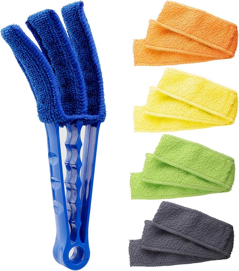Hiware Window Blind Cleaner Duster Brush with 5 Microfiber Sleeves - Blind Cleaner Tools for Window Shutters Blind Air Conditioner Jalousie Dust - Image 1
