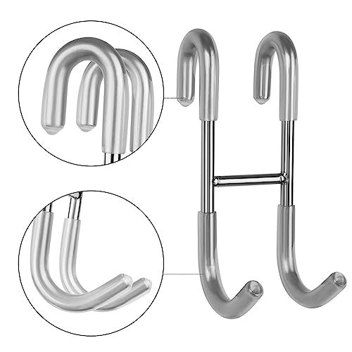 NINETREX Shower Door Hooks,Towel Hooks for Bathrooms Frameless Glass Door,Heavy Duty SUS 304 Stainless Steel Hook for Towels,Squeegee,Loofah,Shaver,Robe,2 Pack,Silver - Image 2
