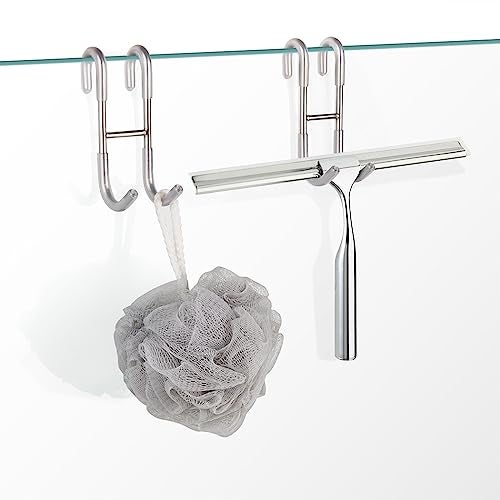 NINETREX Shower Door Hooks,Towel Hooks for Bathrooms Frameless Glass Door,Heavy Duty SUS 304 Stainless Steel Hook for Towels,Squeegee,Loofah,Shaver,Robe,2 Pack,Silver - Image 4