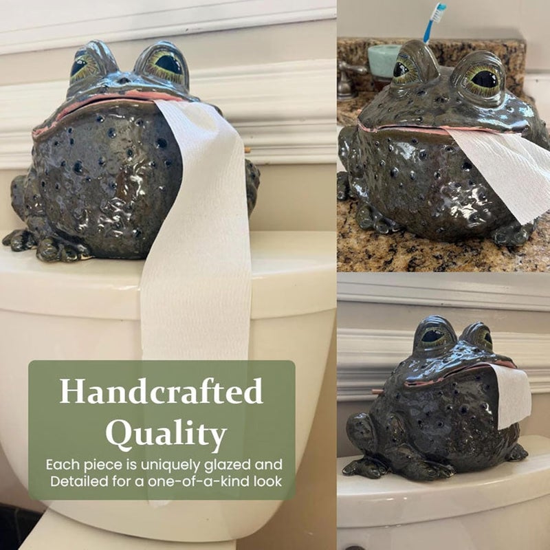 Toad Tissue Box Cover, Whimsical Animal Tissue Dispenser, Desk Toilet Paper Roll Holder, for Home Apartment Farmhouse RV Bathroom Living Room Restroom Bedroom Vanity Coffee Table - Image 4