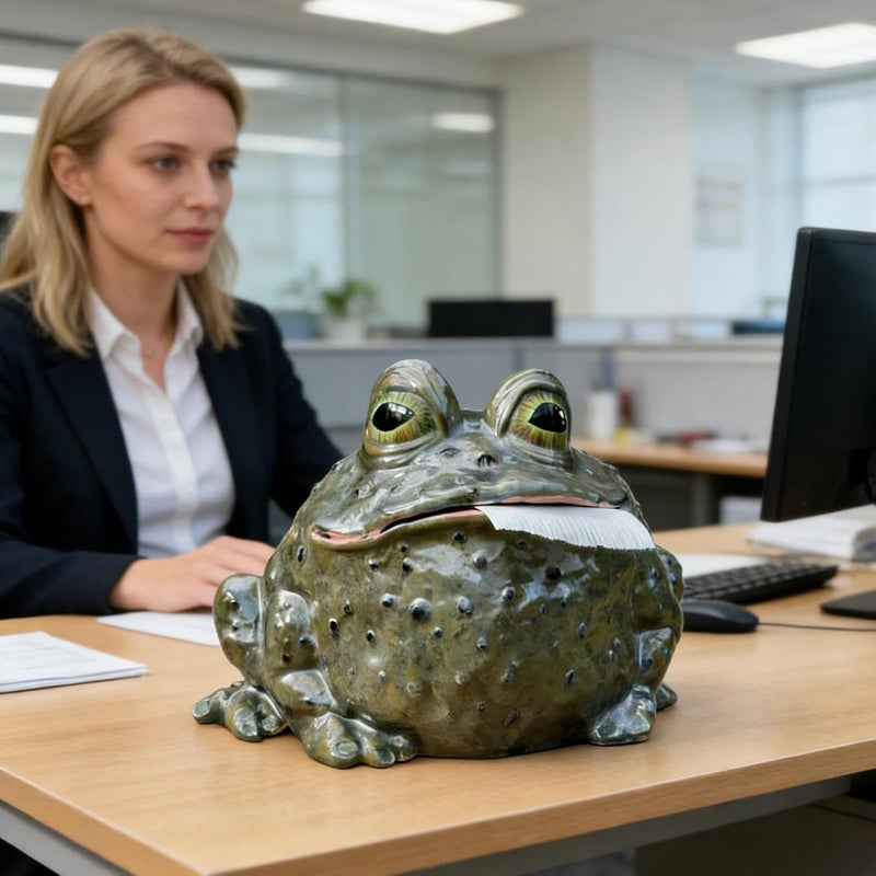 Toad Tissue Box Cover, Whimsical Animal Tissue Dispenser, Desk Toilet Paper Roll Holder, for Home Apartment Farmhouse RV Bathroom Living Room Restroom Bedroom Vanity Coffee Table - Image 3