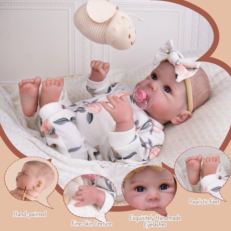 Milidool Lifelike Reborn Baby Dolls Girl - 20 Inch Realistic Newborn Baby Dolls with Poseable Body, Real Life Baby Dolls with Accessories for 3+ Year Old Girls Gifts, Pretend Play, Collection - Image 2
