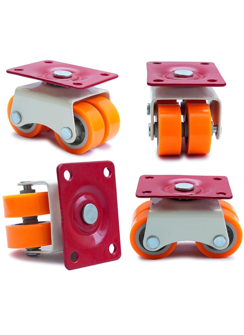 THOISEWELT THOISEWELT Heavy Duty Caster Wheels Roller Moving Castor Four Nylon Wheels for Furniture Kabat Table Trolley 375400Kg Load Capacity Orange Pack of 4  - Image 1