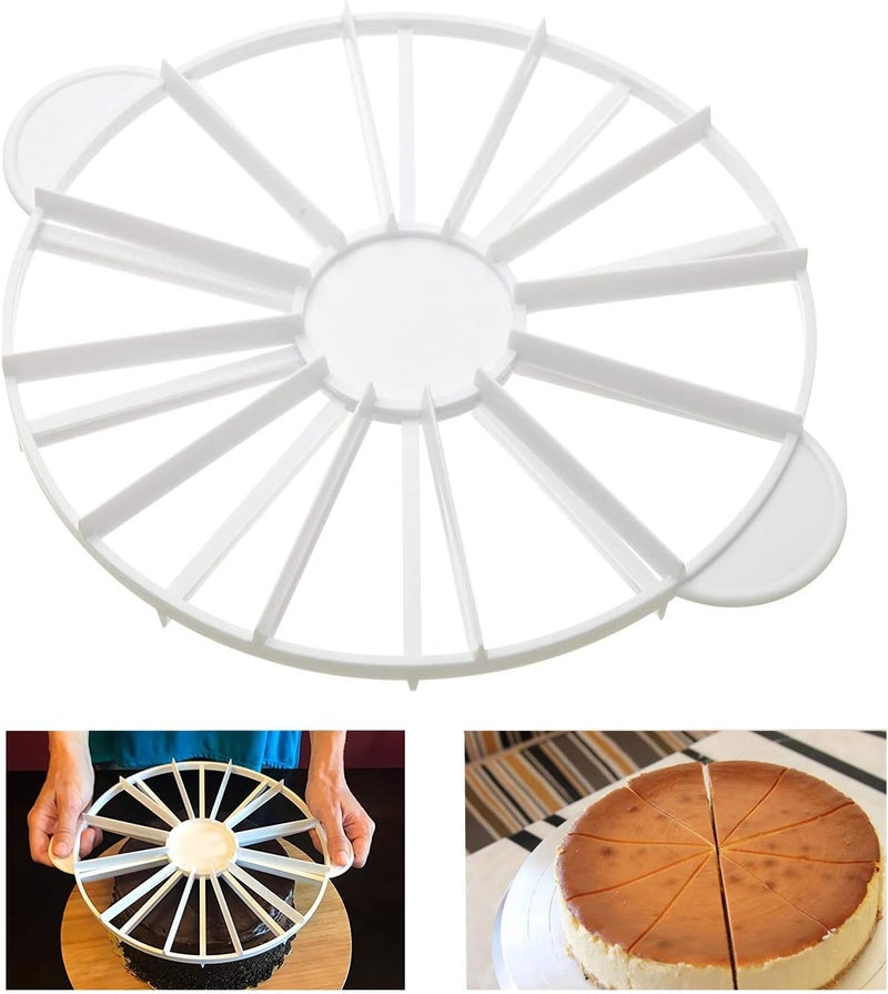 XIAOHONG Round Cake Slice  Pie Slicer Marker Cake Divider Cheesecake Cutter Double Sided Cake Portion Marker 10 or 12 SlicesWorks for Cakes Up To 16Inches Diameter - Image 1