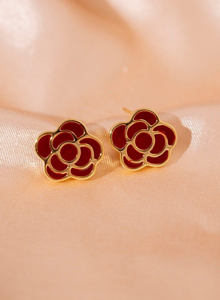 رمز الموضة في الشرق الأوسط | أقراط الورد المينا، ارتدي الرومانسية قرب أذنيك - Image 3